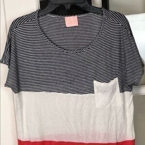 Striped orange, white & black blouse size M